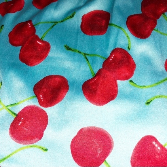 Teeze Me Blue and Red Cherry Strapless Dress Size 9 - Picture 8 of 12